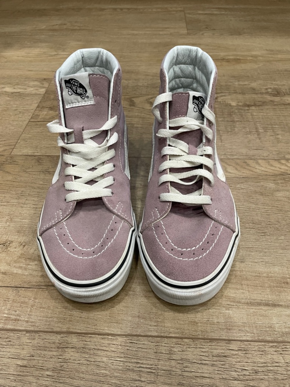 Vans High-Top Suede Sneakers in Dusty Purple and White